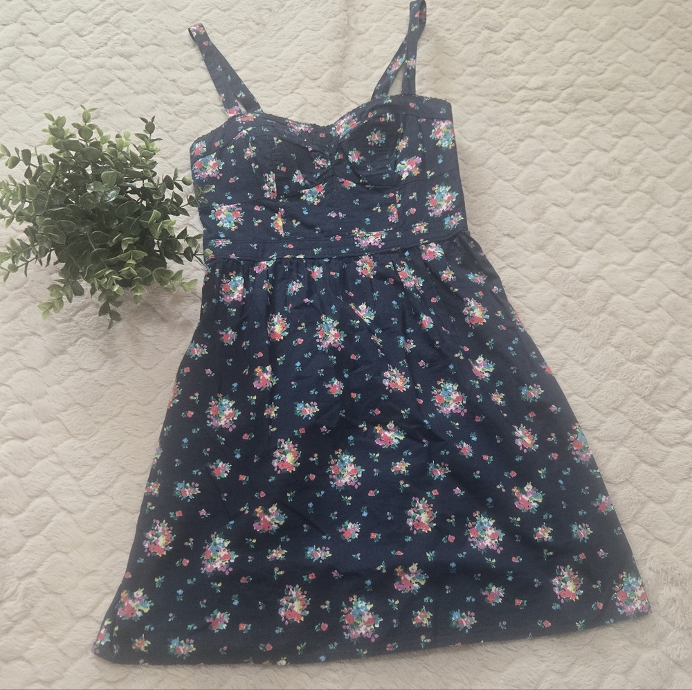 Floral Navy Sundress with Spaghetti Straps